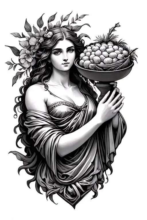 Tyche holding cornucopia tattoo design idea
