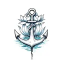 anchor sail lotusblume tattoo design idea