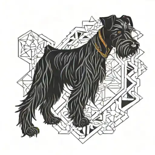black schnauzer cowgirl portrait surrounded tattoo design idea