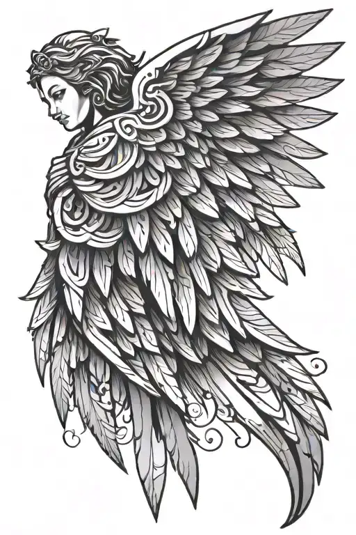 angel wing 3 triangles tattoo design idea