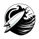 vague surf board tattoo design idea