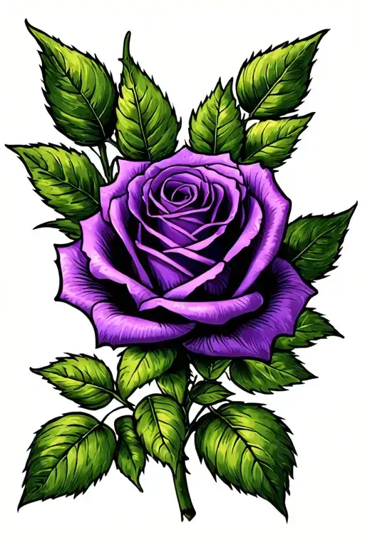 A single purple rose tattoo design idea