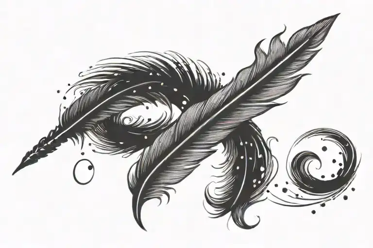 A stylized quill that turns into ink or words as it is written, representing the idea of ​​letting go of tattoo design idea