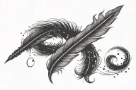 A stylized quill that turns into ink or words as it is written, representing the idea of ​​letting go of tattoo design idea