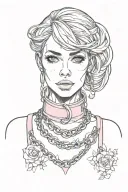 kinky Sissy Slave Pink Leather Collar With Chain Leash Short Dark Brown Hair Blue Eyes Flat Chest Tattoo tattoo design idea