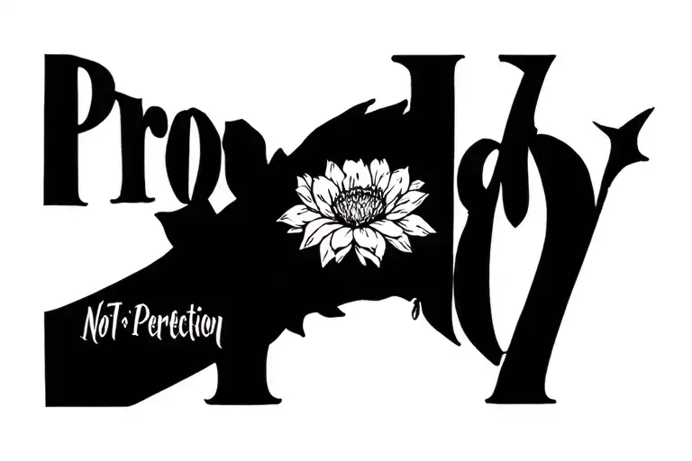 progress not perfection quote tattoo design idea
