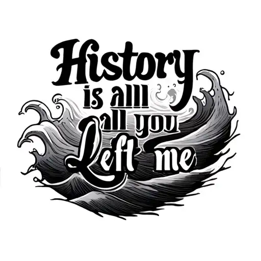 waves with the words "history is all you left me" written tattoo design idea