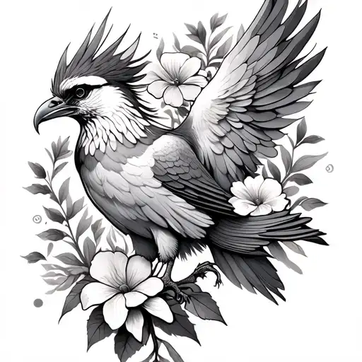 birth flowers of April and September. also a phoenix bird somewhere in there. I would like realism and style and manly tattoo design idea