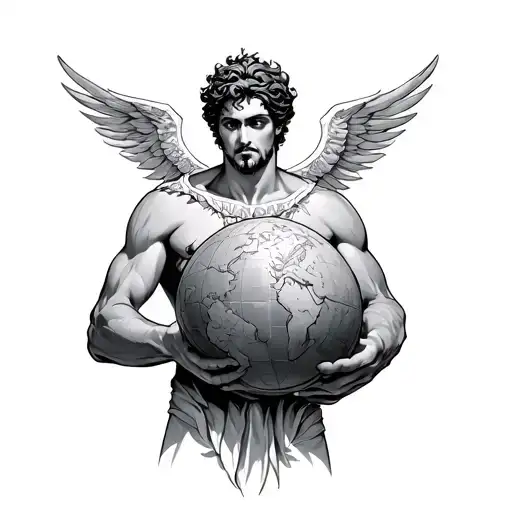 mythology man holding atlas stone tattoo design idea