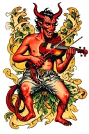devil playing fiddle tattoo design idea