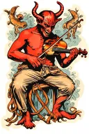 devil playing fiddle tattoo design idea