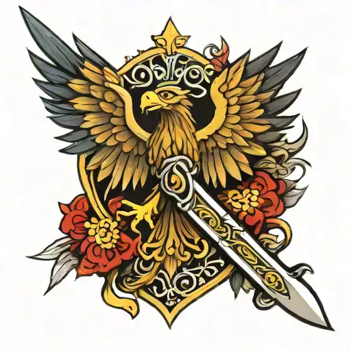 poland eagle sword tattoo design idea