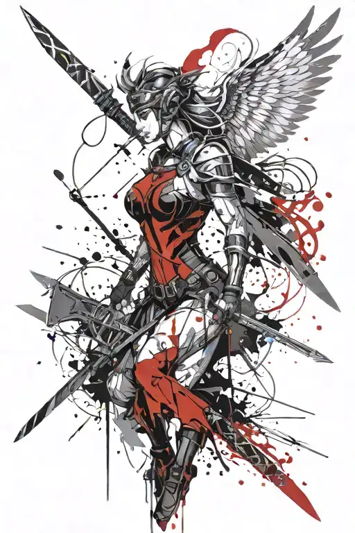 valkyrie warrior woman tattoo design idea