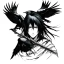 Itachi Uchiha with crows tattoo design idea
