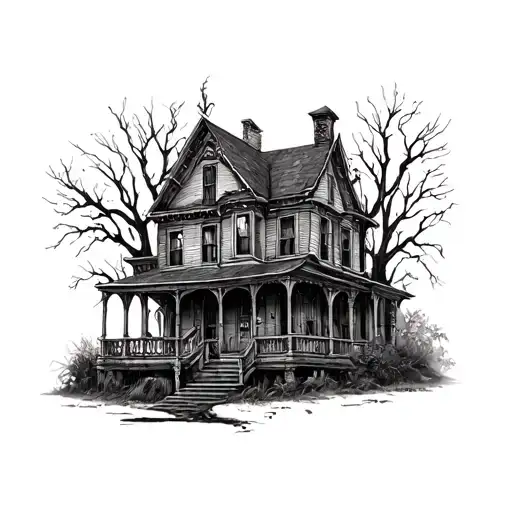haunted house by treaty oak revival tattoo design idea