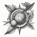 bow and arrow and volleyball  tattoo design idea