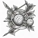 bow and arrow and volleyball  tattoo design idea