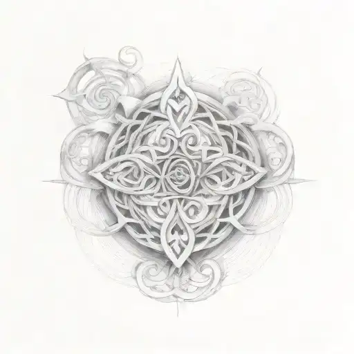 father and daughters celtic pattern tattoo design idea