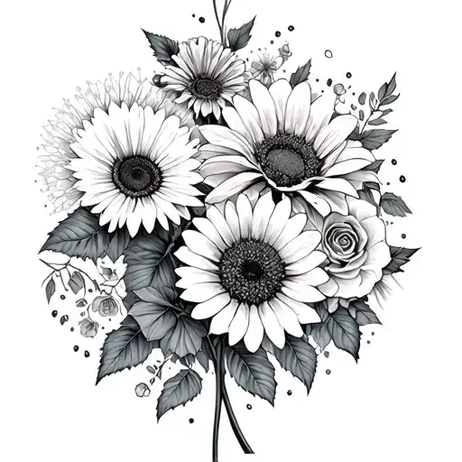 sleeve floral flowers dandelion roses sunflowers gerbera snapdragon thanksgiving cactus succulents hydrangea  tattoo design idea