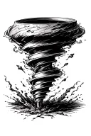 tornado connected to the screw, the bottom of the screw -shaped screw tattoo design idea