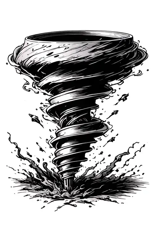 tornado connected to the screw, the bottom of the screw -shaped screw tattoo design idea