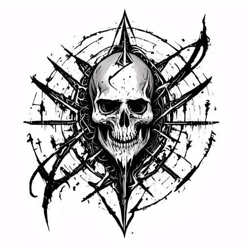 Raw Blackwork Cyber Sigils Gothic Lettering Anatomical Brush Strokes Bold High Contrast Full-Body Horror tattoo design idea