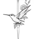 hummingbird with rose and sword tattoo design idea