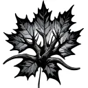 outdoor, maple leaf, deer antlers tattoo design idea