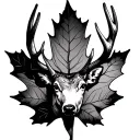 outdoor, maple leaf, deer antlers tattoo design idea