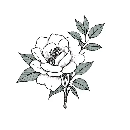 1 magnolia flower  1 camellia flower plus 1 sage plant tattoo design idea
