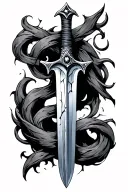 "To death enemy" cracked sword tattoo design idea