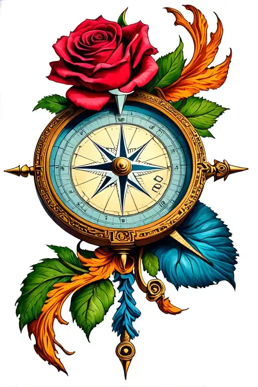 rosette of winds on a compass tattoo design idea