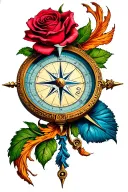 rosette of winds on a compass tattoo design idea