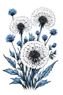 bluebonnet and dandelion tattoo design idea
