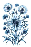 bluebonnet and dandelion tattoo design idea