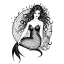 evil dark mermaid tattoo design idea