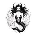 evil dark mermaid tattoo design idea