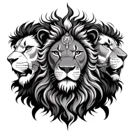 three headed lion looking different sides with ashok chakra  tattoo design idea