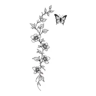 butterfly string vine spine tattoo with flowers tattoo design idea