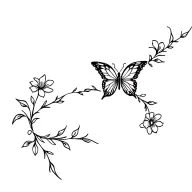 butterfly string vine spine tattoo with flowers tattoo design idea