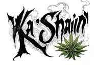 "Ka’Shain" Demon smoking weed tattoo design idea
