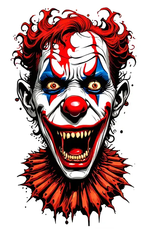 scary clowns grotesque ripped flesh tattoo design idea