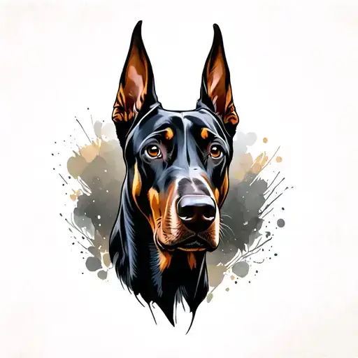 Doberman dog head tattoo design idea