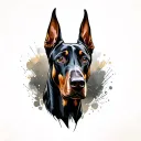 Doberman dog head tattoo design idea