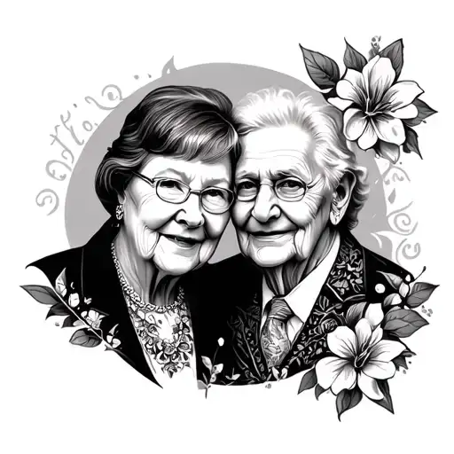 memorial tatto of grandma and grandpa tattoo design idea