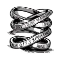 only line art in an infinity ring with mom and dads birthdays. Oct 17 and June 3 in Roman numerals tattoo design idea