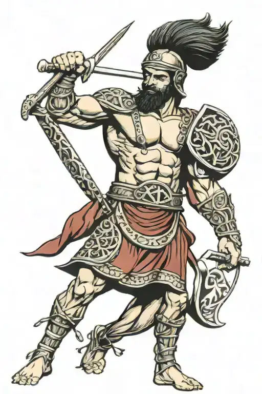 Iranian gladiator with Forohar symbol tattoo design idea