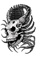 scorpion skull with hole tattoo design idea