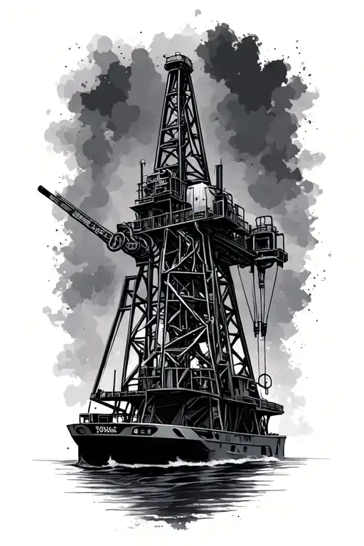oil rig tattoo design idea