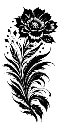 dark flower, elegant, feather, tattoo design idea
